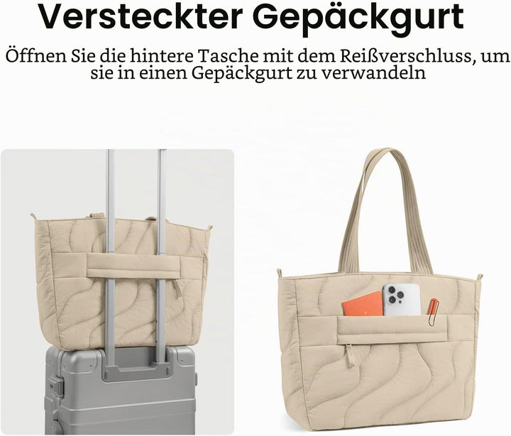 tomtoc Puffer Laptop Tragetasche für Damen, 10L Tote Bag für 13-14 Zoll MacBook, Leichte Schultertas