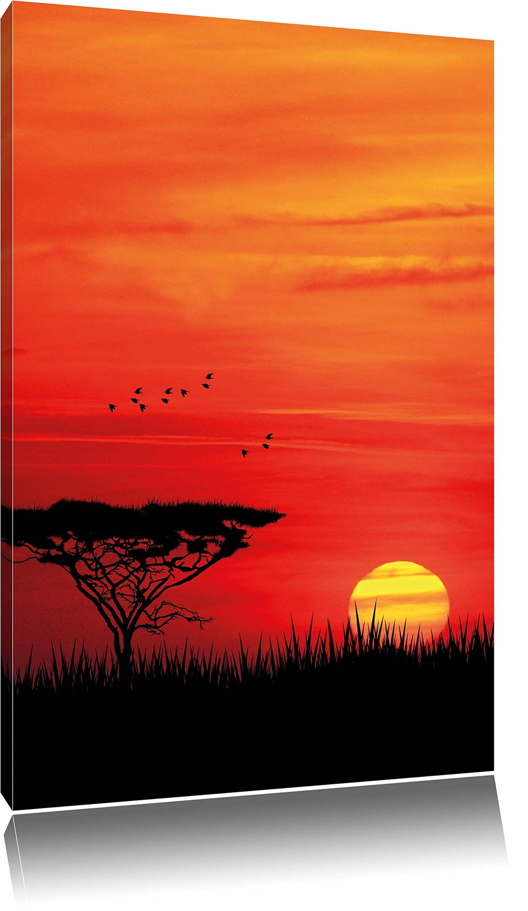 Roter Sonnenuntergang in Afrika, Format: 100x70 auf Leinwand, 100x70