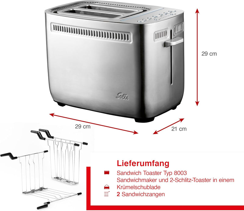 Solis Sandwich Toaster 8003 Sandwichmaker - Toster Griller - Sandwich Grill - Turbofunktion - Funkti