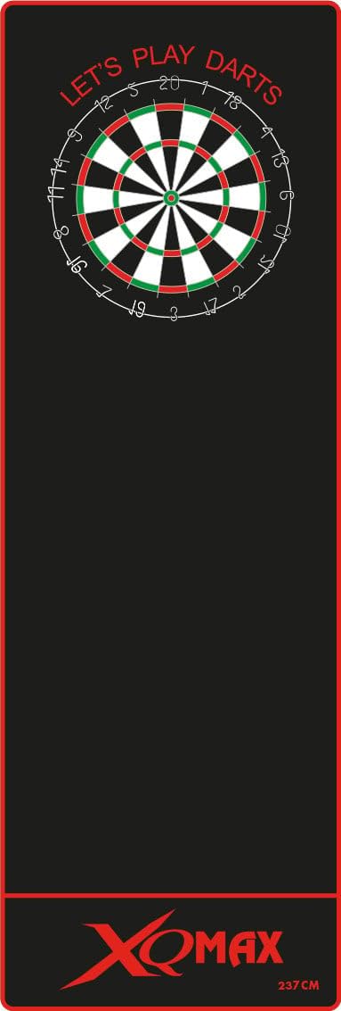 XQmax Turnier-Dartteppich 237x80cm rot schwarz Dartmatte Turnier Matte mit offiziellem Spielabstand