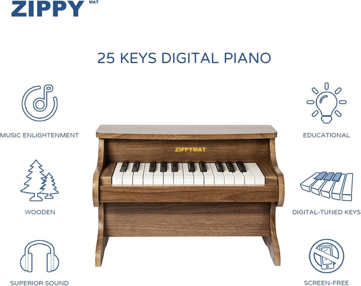 ZIPPY MAT Kinder Klavier Tastatur, 25 Tasten Digitalpiano für Kinder, Mini Musik Lerninstrument Spie