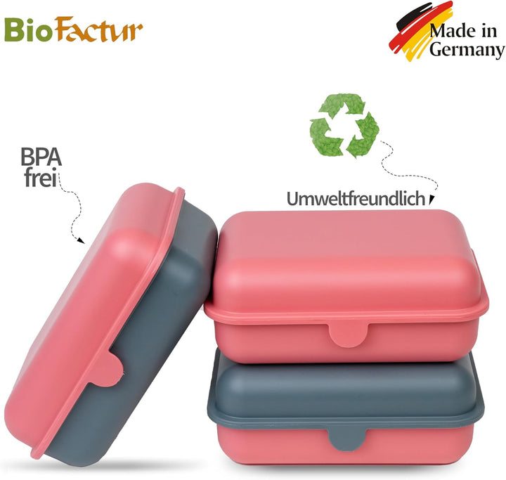 BioFactur Brotdose Erwachsene,Kinder | 3er Jausenbox Kinder | BPA Frei Vesperbox | Butterbrotdose Sp