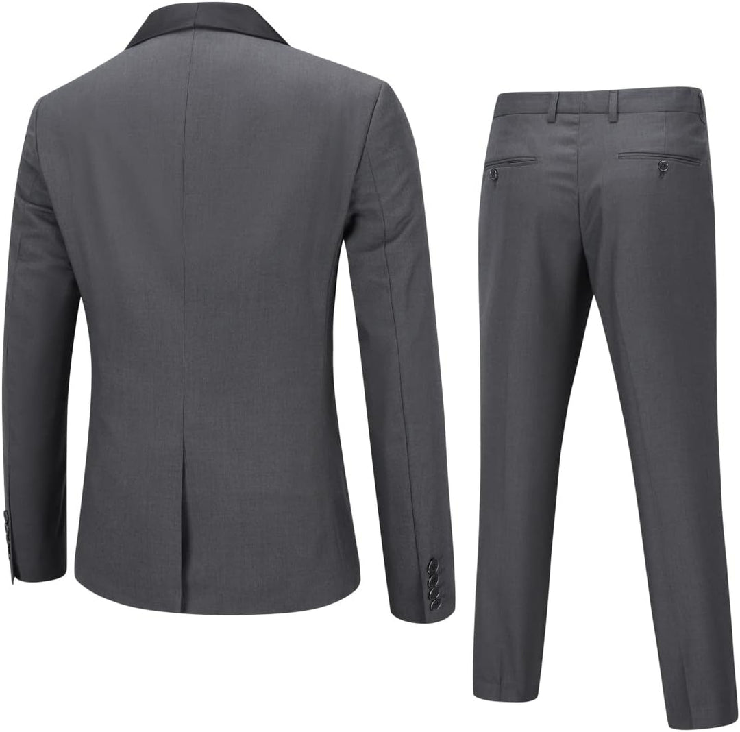 Herren Anzug 3 Teilig Slim Fit Reihe Einfarbig Stoff Business Shawl Kragen Klassisch Tunika XS #987