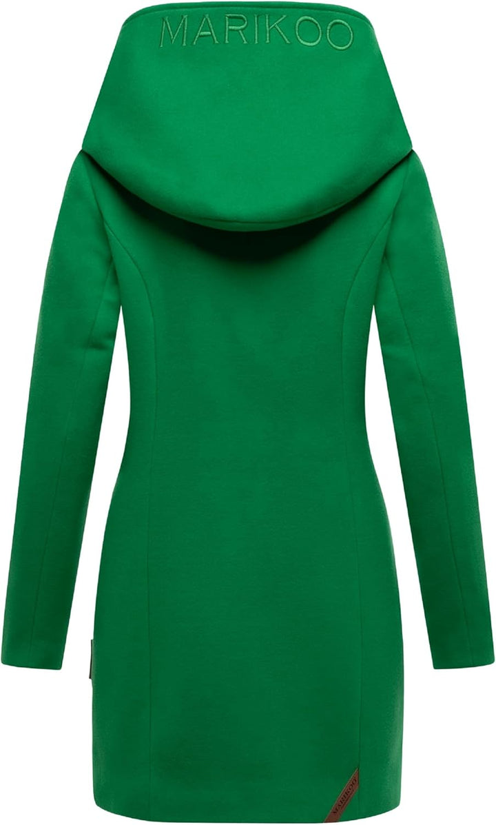 MARIKOO Damen Mantel in Wollmantel-Optik Warmer Trenchcoat mit Kapuze Maikoo XS-5XL XL Smaragd Green