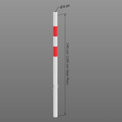 ROBUSTO Absperrpfosten klappbar, Sperrpfosten rund zum Einbetonieren, abschliessbar mit Vorhängeschl