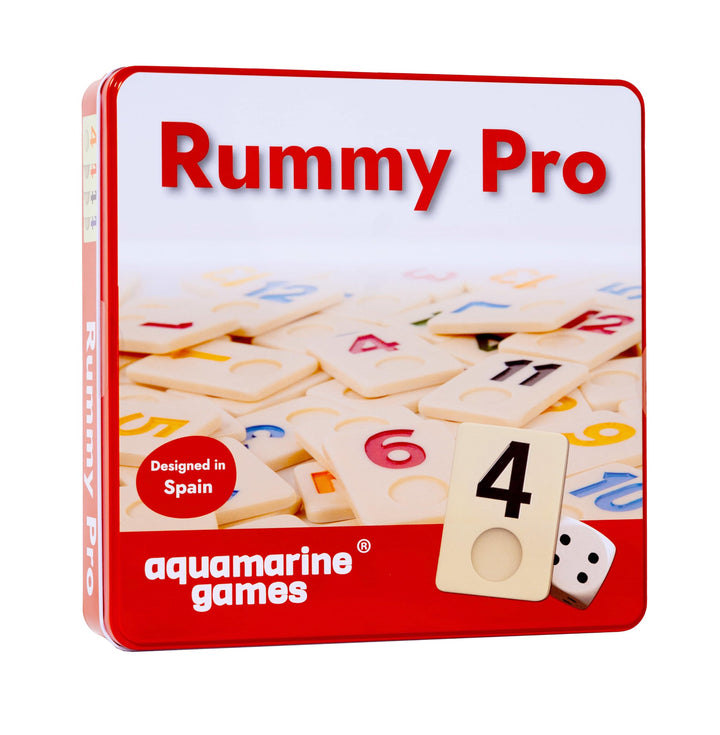 Aquamarine Games Rummy Pro, klassisches Brettspiel mit Harz-Chips, enthält 4 Notenständer und Tasche