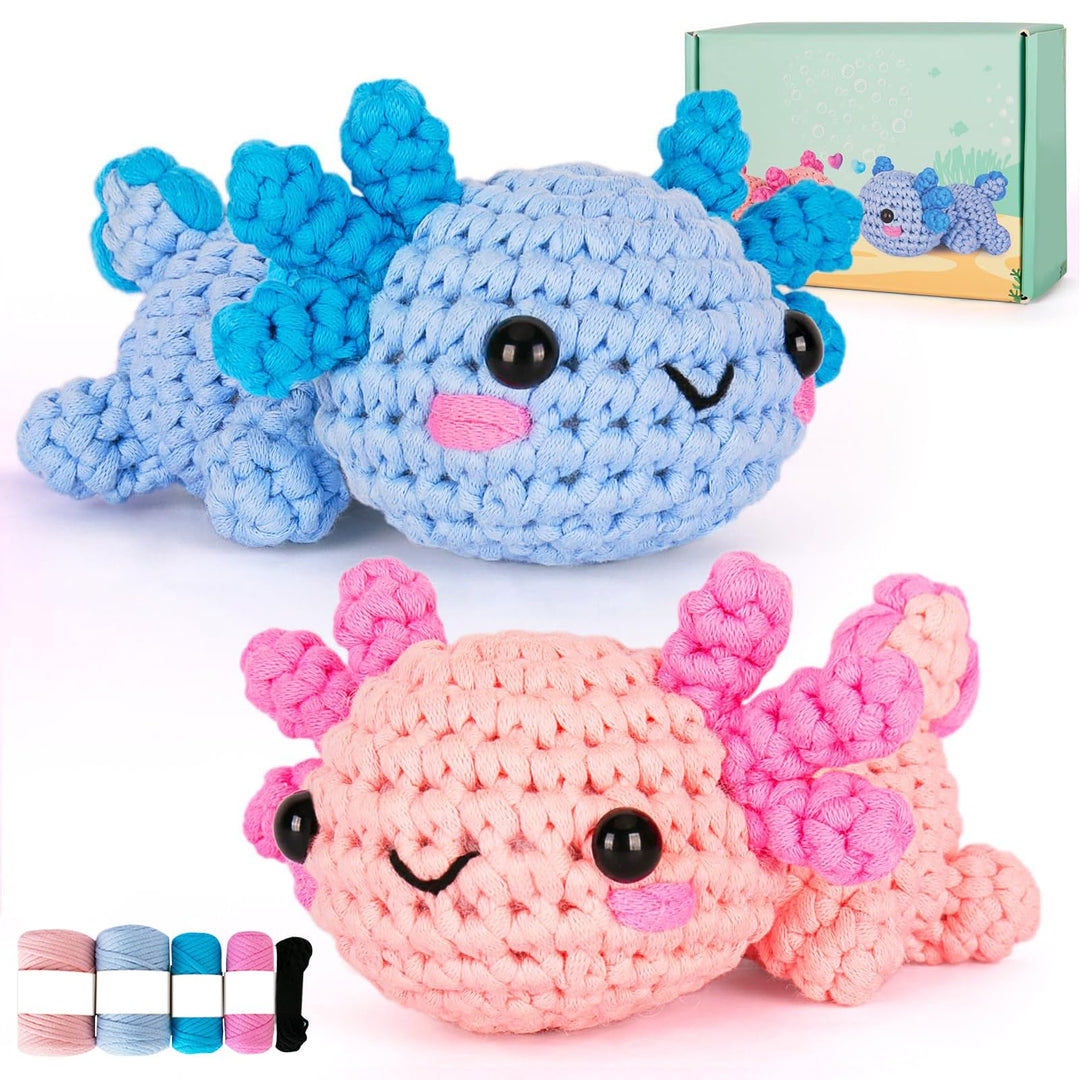 LYKTRIX Häkelset für Anfänger, 2Pack Häkelset Tiere und Strickset für Anfänger mit Videoanleitungen,