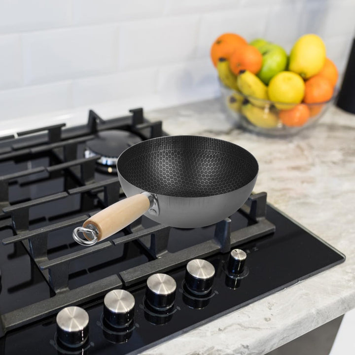 MAGICLULU Edelstahl Wok Mit Wabenboden Für Induktionsherd Und Elektroherd Chinesische Bratpfanne Für