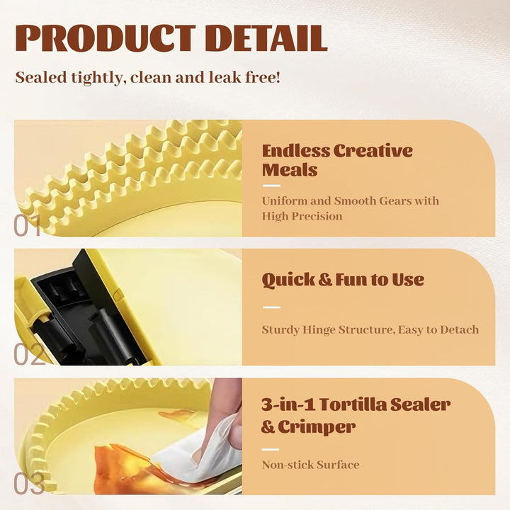 3-in-1 Tortilla Presse, Abnehmbare 15,2–20,3–25,4cm Tortilla Sealer, Quesadilla-Maker, Versiegelung,