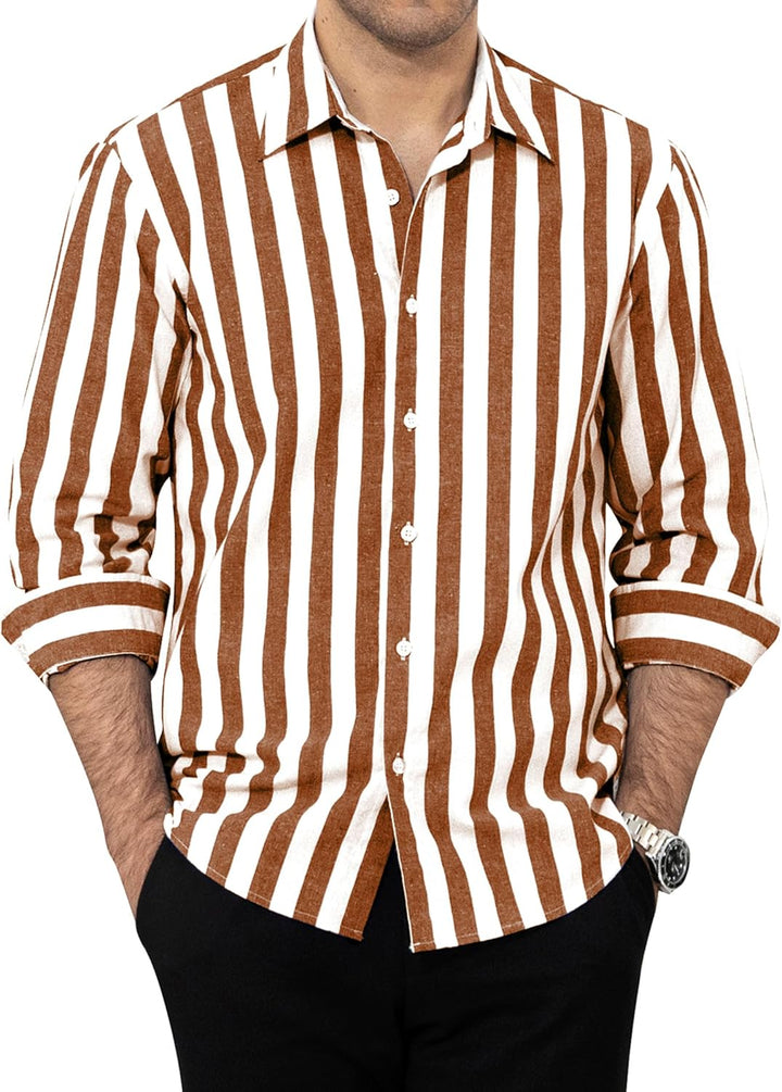 Enlision Herren Hemd Langarm Business Freizeit Herrenhemden Regular Fit Gestreiftes/Einfarbig Freize