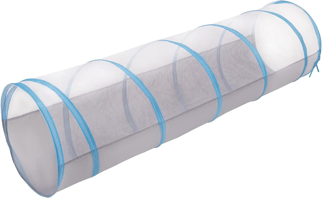 Selonis Pop-Up Tunnel Mit 100 Bälle Für Kinder Krabbel Spieltunnel, Grau-Blau:Babyblau/Blau/Perle