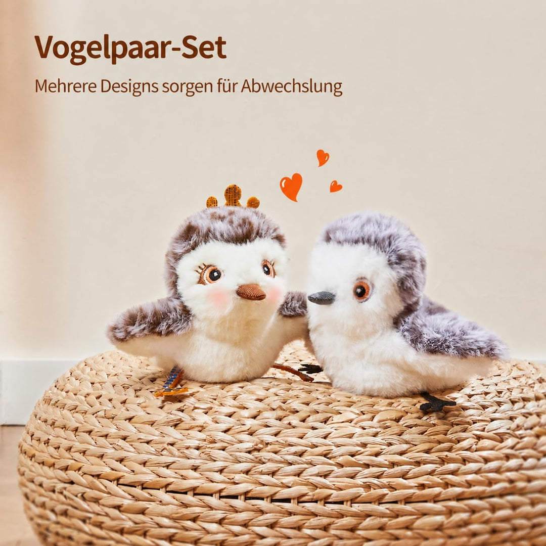 Potaroma Elektrisches Vogel-Katzenspielzeug 2er-Set mit flatternden Flügeln | USB-aufladbar mit Voge