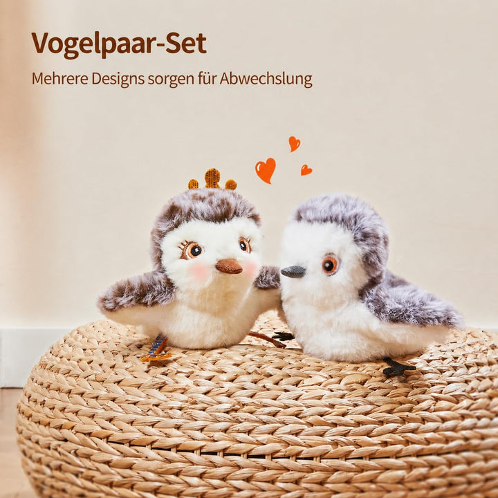 Potaroma Elektrisches Vogel-Katzenspielzeug 2er-Set mit flatternden Flügeln | USB-aufladbar mit Voge