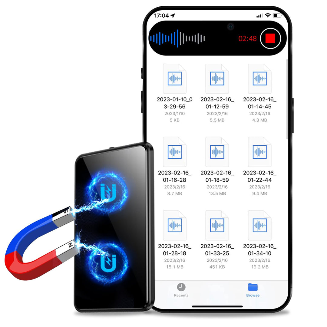 128GB Magnetische Diktiergerät, Audio-Aufnahmegerät mit dreifacher Rauschunterdrückung, Audiorecorde
