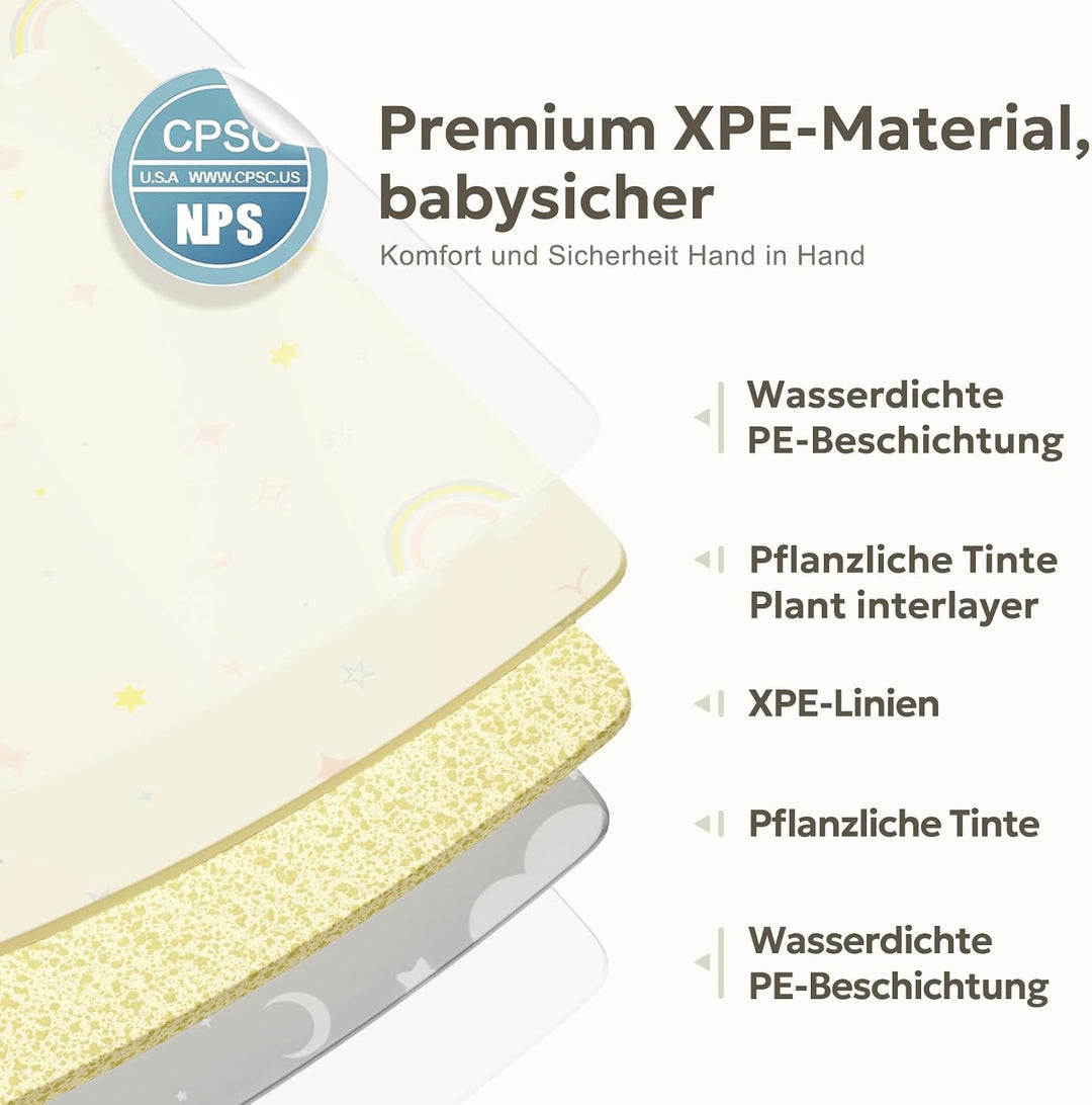 Mallify Krabbelmatte 120x120x1cm für Baby, Faltbar &amp; Schadstofffrei, Beidseitig Verwendbare Spielmat