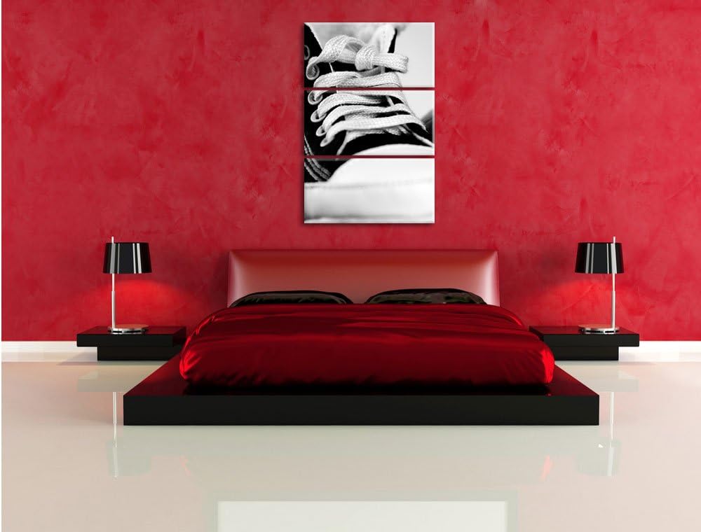 Pixxprint Trendige Schuhe als Leinwandbild/Grösse: 3 Teilig (120x80 cm) cm/Wandbild/Kunstdruck/ferti
