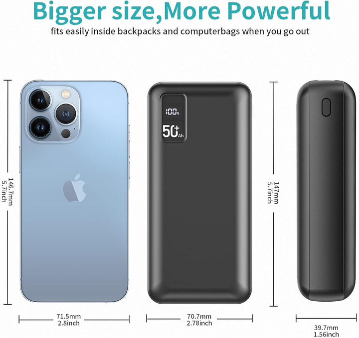 PowerBank 50000mAh grosse kapazität, 22,5W Powerbank PD20W Schnell Aufladende Externer Handyakku USB