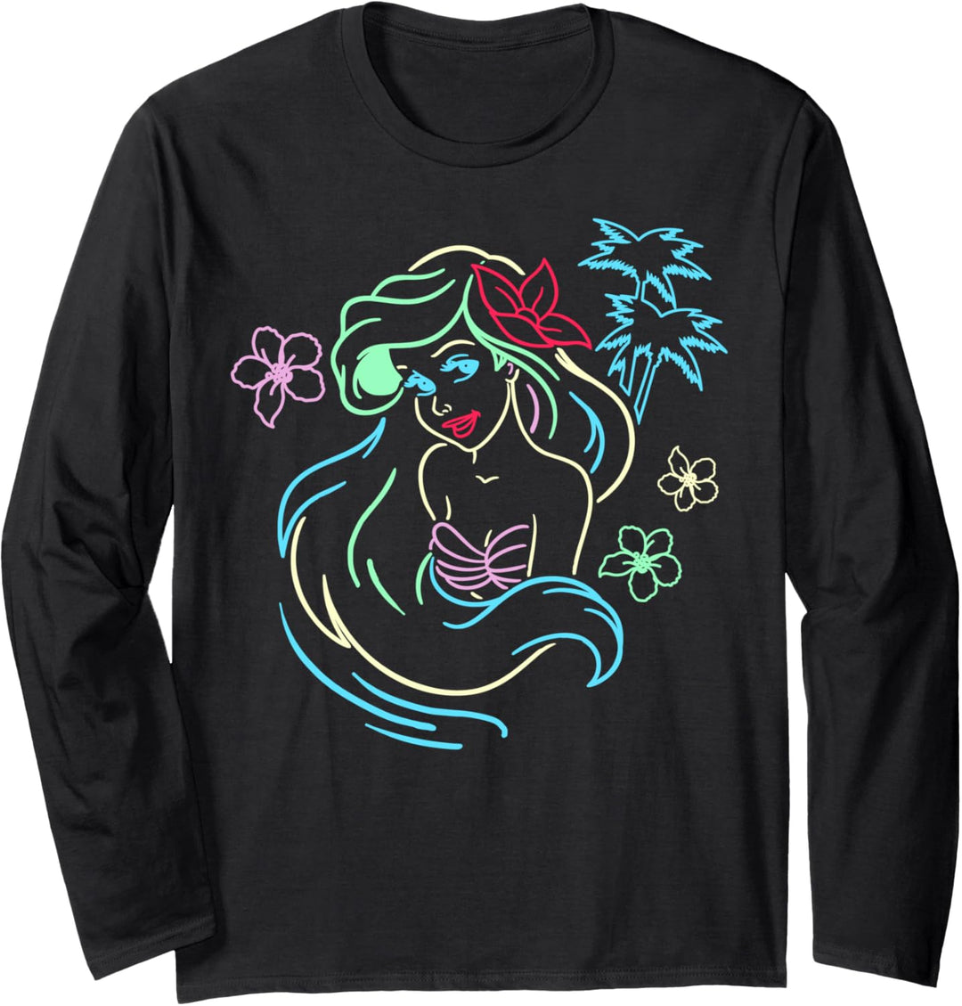 Disney The Little Mermaid Ariel Neon Lights Portrait Langarmshirt