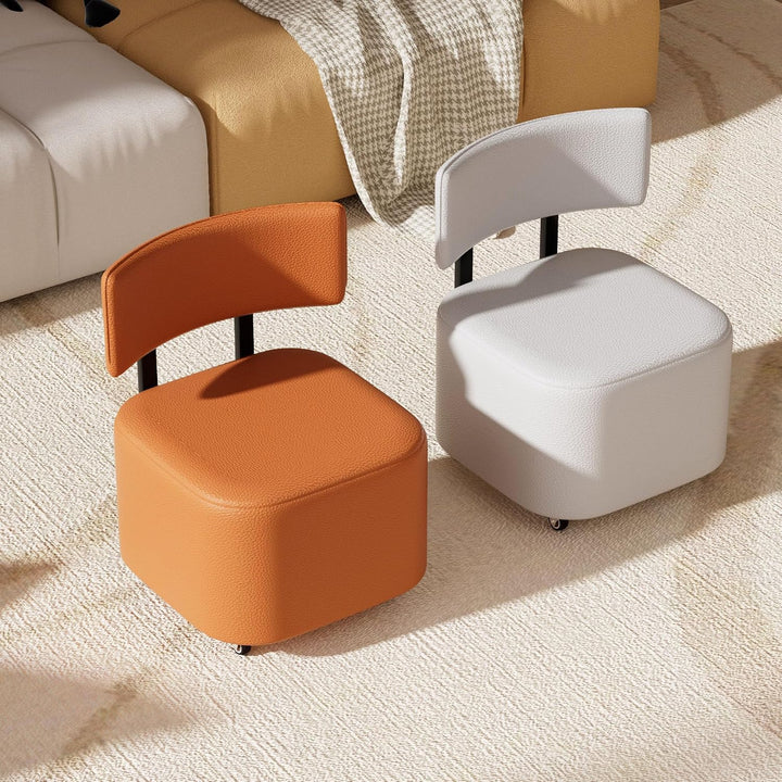 Rollhocker mit Rückenlehne, niedriger Rollhocker mit PU-Leder, Rollhockerstuhl, Rollsitze für Zuhaus