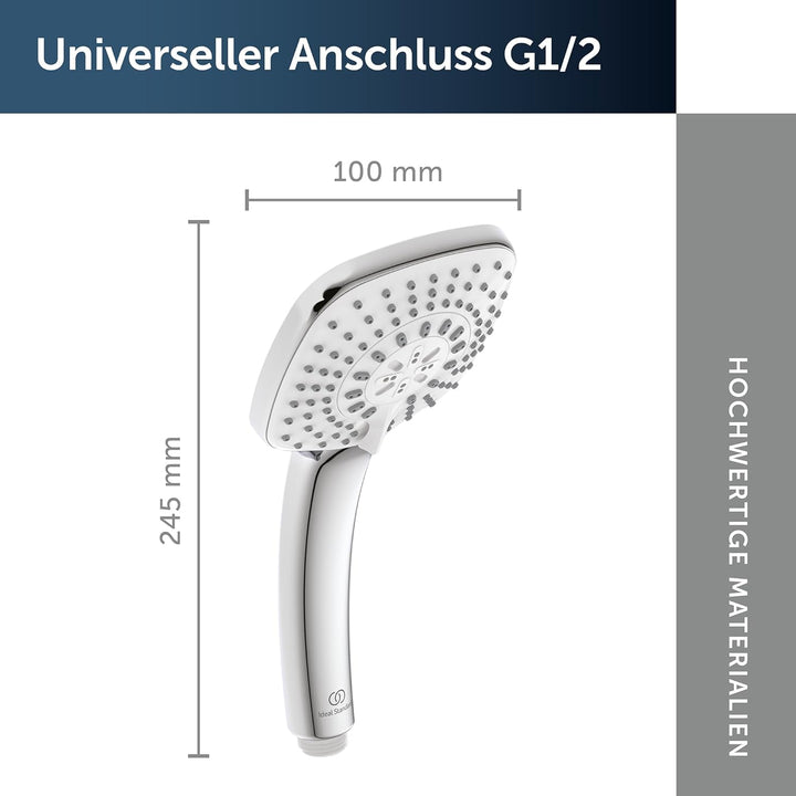 Ideal Standard B0003AA Handbrause IDEALRAIN CUBE M3 mit 3-Funktion und Antikalk-System verchromt 3-