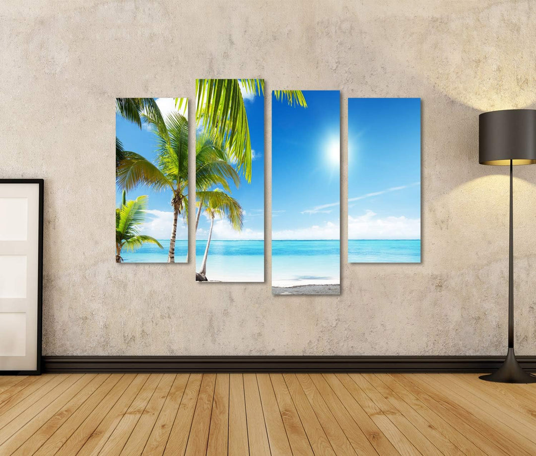 islandburner Bild auf Leinwand Karibisches Meer Und Kokosnusspalmen Bilder Wandbilder Poster Leinwan