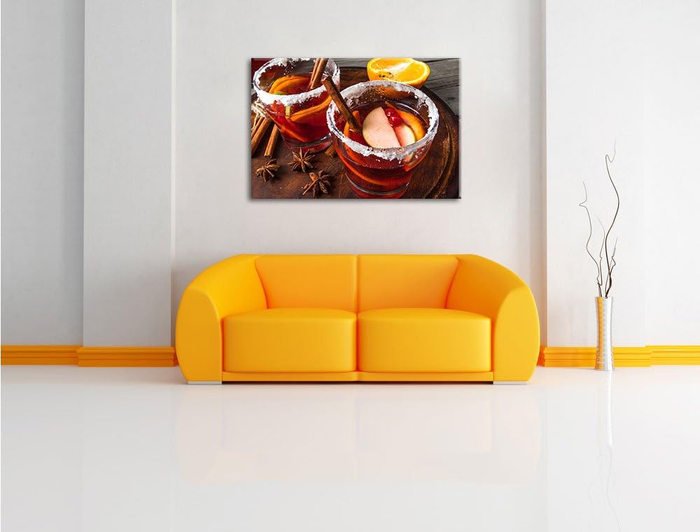 eine winterliche Bowle, Format: 100x70 auf Leinwand, XXL riesige Bilder fertig gerahmt mit Keilrahme