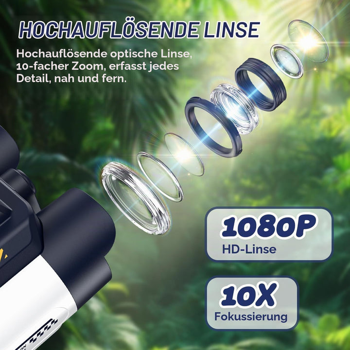 Kinder Fernglas mit Kamera,2,4-Zoll-Bildschirm,10x25 Fernglas für Kinder,Nachtsichtfunktion,geeignet
