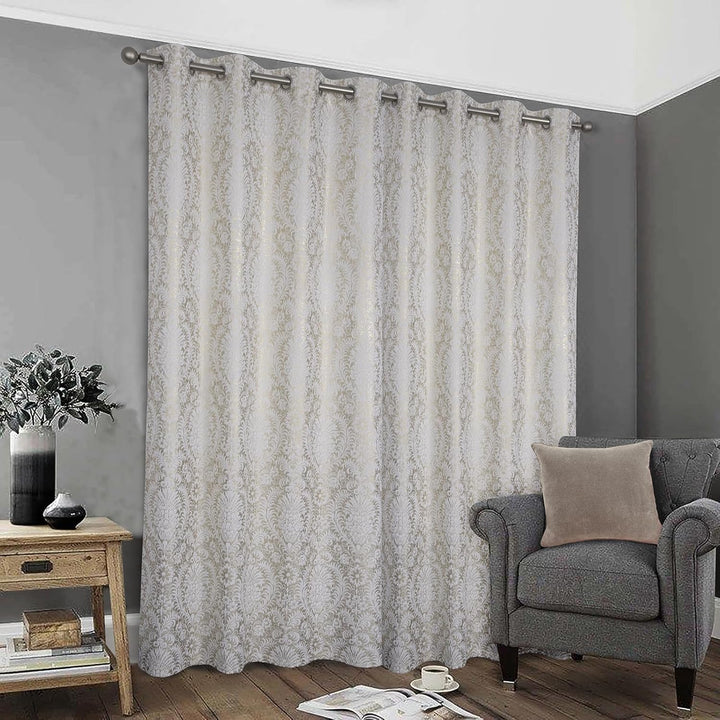 always4u 100% Blickdichter Verdunkelungsvorhang mit Golddruck 2er Set, Gardinen mit Ösen aus Samt, T