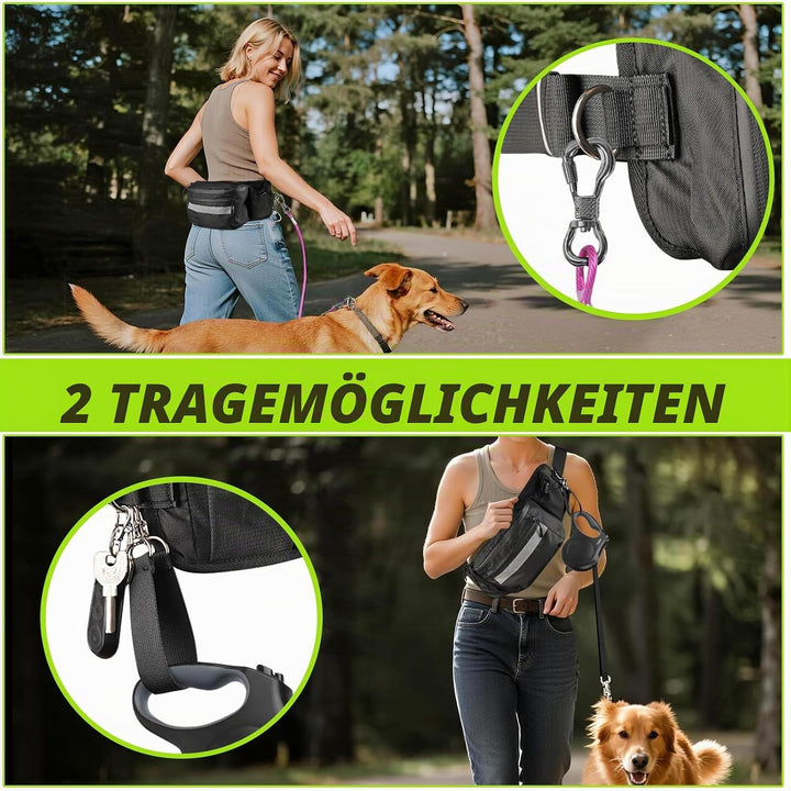 Leckerlitasche für Hunde Gassi Tasche - wasserdichte Futterbeutel Hundetraining mit Kotbeutelspender