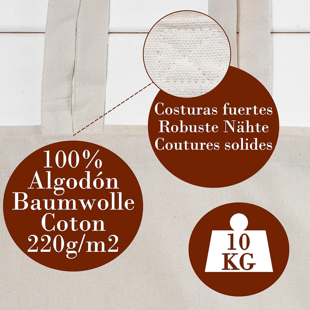 Stoffbeutel Bedruckt - Stofftasche - Baumwolltasche Bedruckt 100% B35 x H42 x T8 cm - Tragetasche Ca