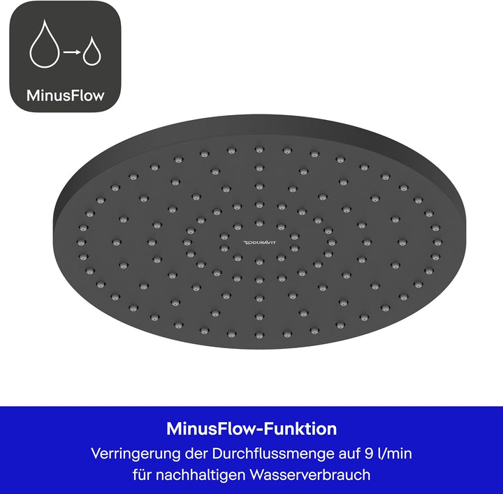 Duravit Universal Duschkopf aus Edelstahl, Duschbrause mit Strahlart Rain, Duscharmatur rund (Ø 250