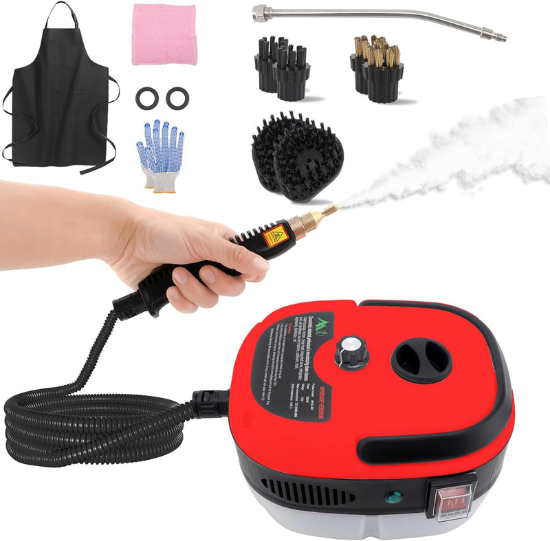 2500W Dampfreiniger, Handdampfreiniger für die Reinigung mit 6 Bürstenköpfen, 6 Geschwindigkeiten, h