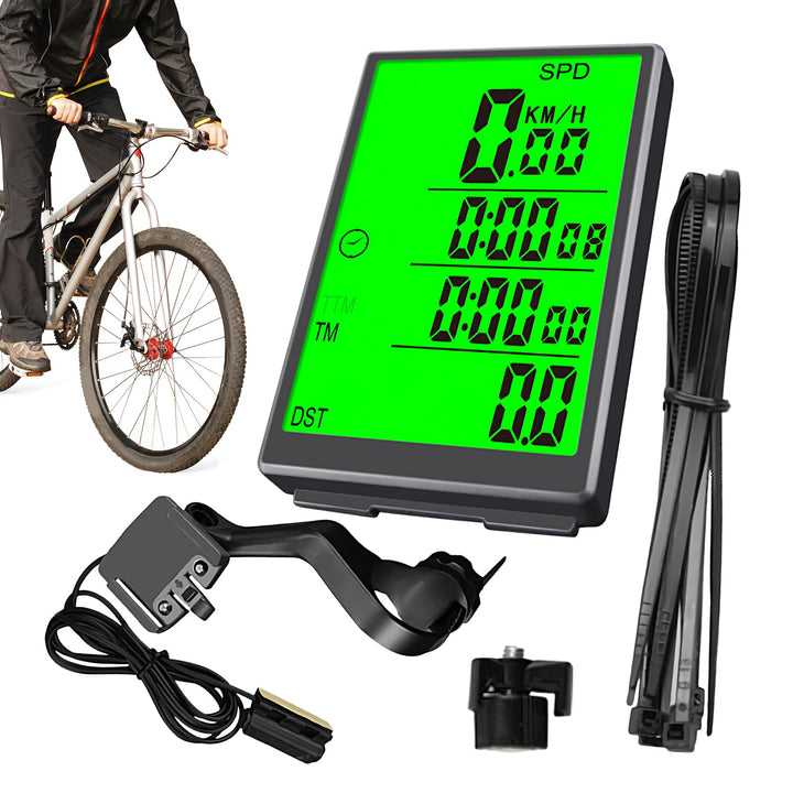 Fahrradcomputer - Beleuchteter Fahrradtacho mit Kabel - Kabelloses -Radcomputer mit Hintergrundbeleu