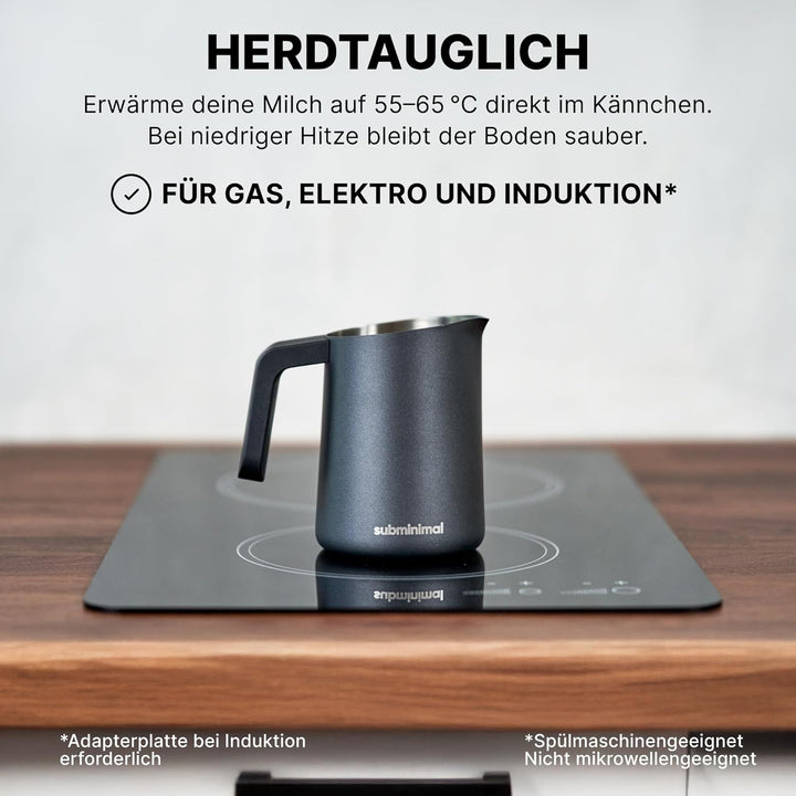 Subminimal FlowTip Barista Milchkännchen | Kochfeld Milchschaum Kännchen für Premium-Kaffeegetränke