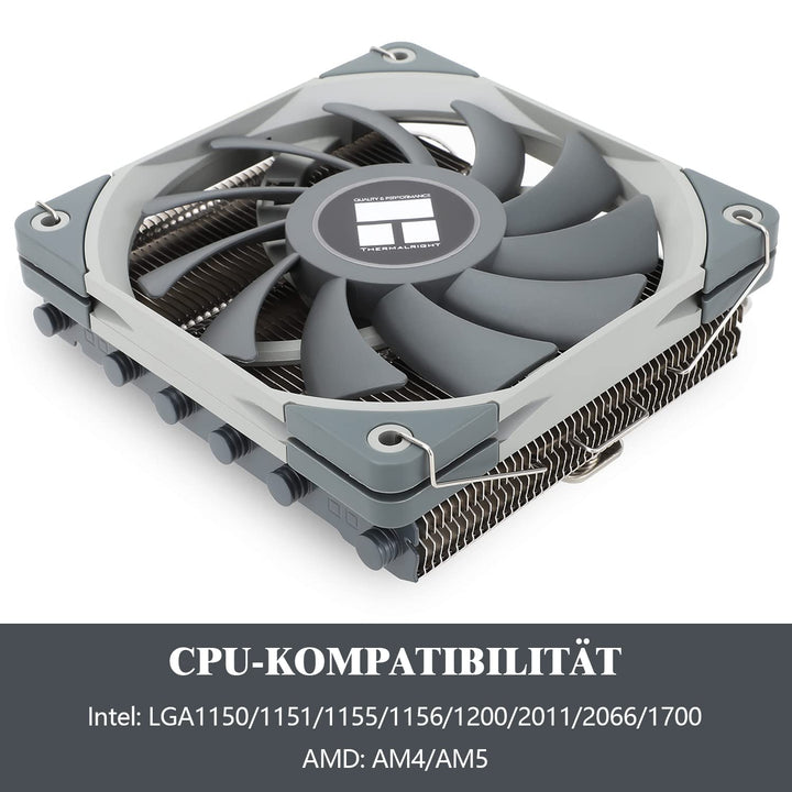 Thermalright AXP120-X67 Low-Profile-CPU-Luftkühler mit recht 120-mm-TL-C12015-PWM-Lüfter, 4 Heatpipe
