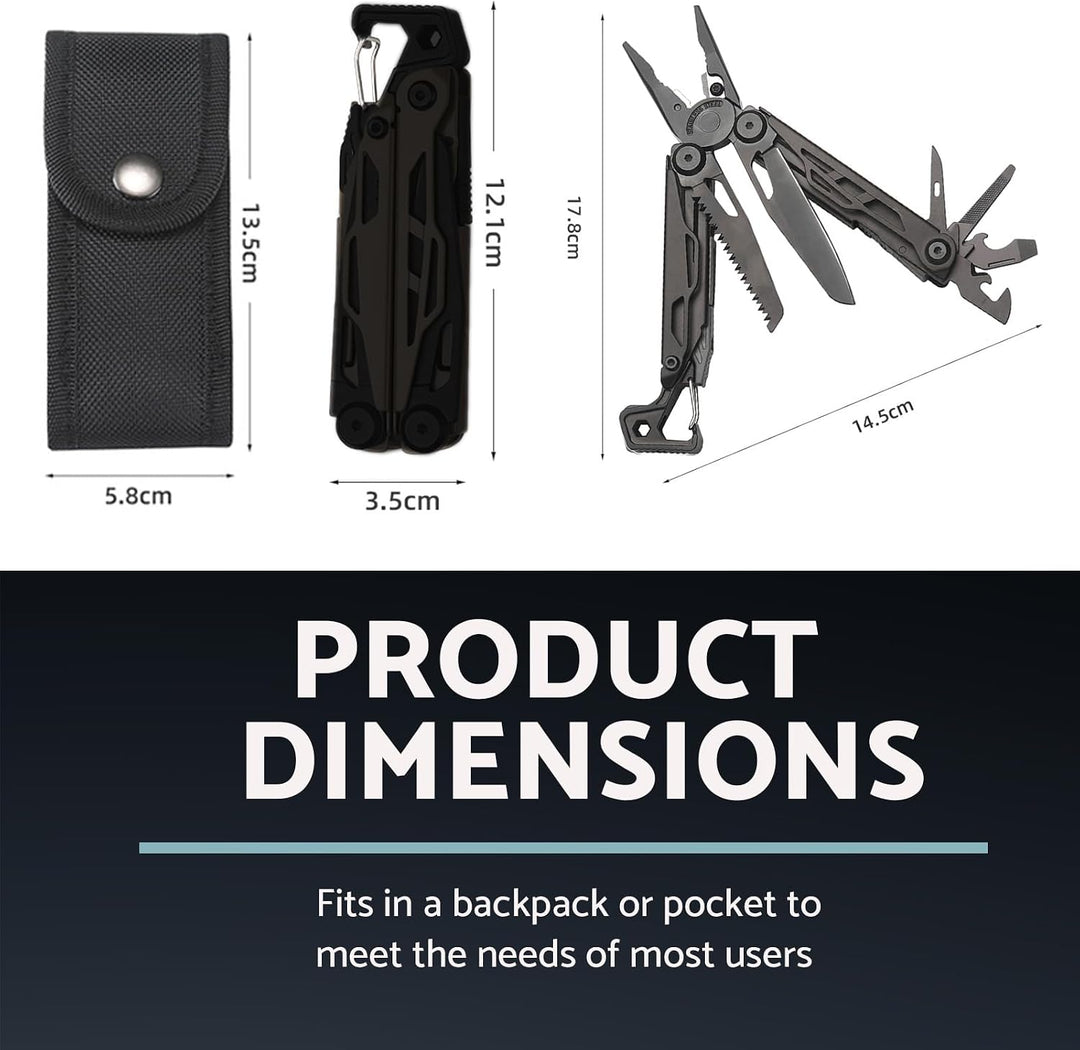 Edelstahl Multitool Zange mit 25 Werkzeugen Gürteltasche Einschliesslich Messern, Zangen, Säge, Öffn