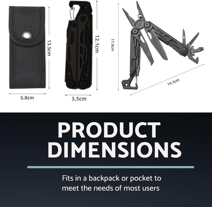 Edelstahl Multitool Zange mit 25 Werkzeugen Gürteltasche Einschliesslich Messern, Zangen, Säge, Öffn