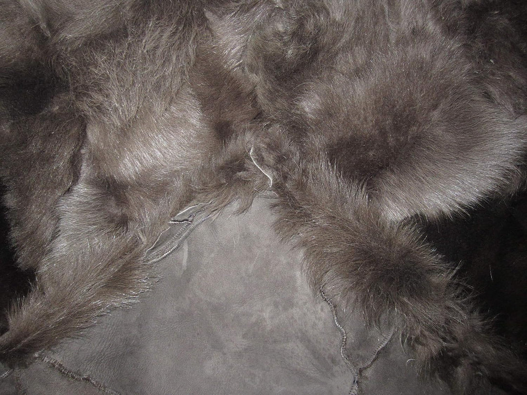 Echte Öko Merino Schaffell Lammfell Patchwork Wohndecke Sofadecke, braun, 170 x 200 cm