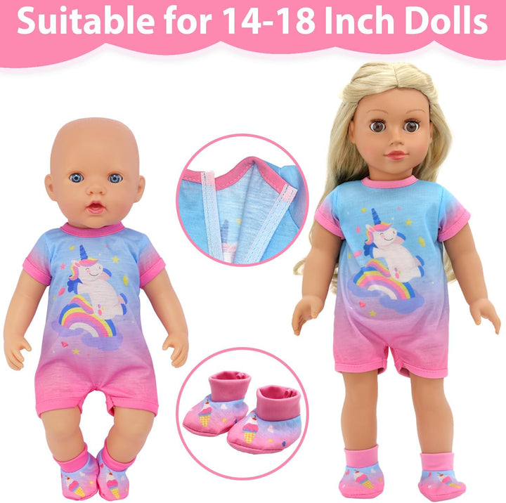 4 Komplette Outfits Puppenkleidung Puppen Set für 33-40 cm und 13-16 Zoll Puppen Enthält Strampler,