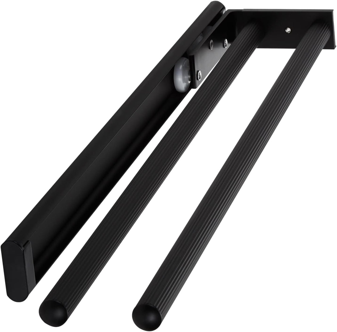 SOTECH 2 Stück Aluminium Handtuchhalter TED 2-armig schwarz matt (450-730 mm, ausziehbar, drehbar) T