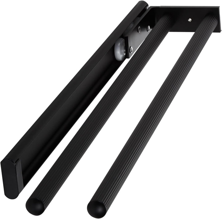 SOTECH 2 Stück Aluminium Handtuchhalter TED 2-armig schwarz matt (450-730 mm, ausziehbar, drehbar) T