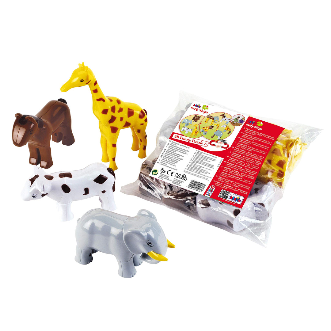 Klein Theo 71 Funny Puzzle Magnettierpuzzle im Beutel, 4 Tiere | Puzzleteile Werden mit Magneten ver