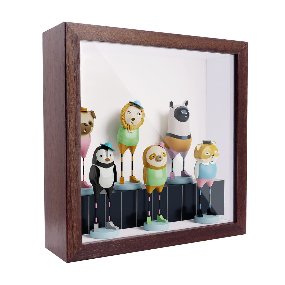 3D Shadow Box(22.3x22.3x6cm) Bilderrahmen aus Holz tiefe Box quadratisch tiefe Vitrine für Medaillen