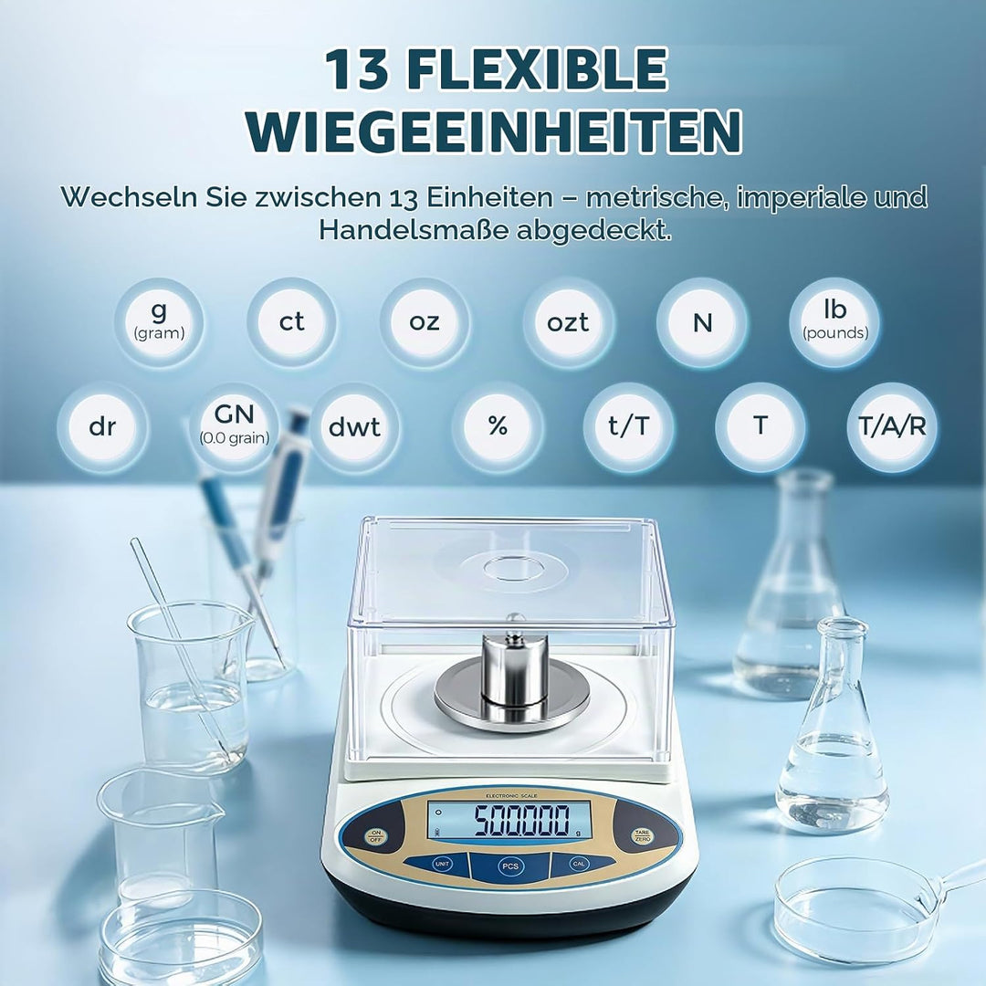 Bonvoisin 500gx0,001g Elektronische Analysenwaage Hochpräzises Laborwaage 1 mg Präzisionswaage mit W