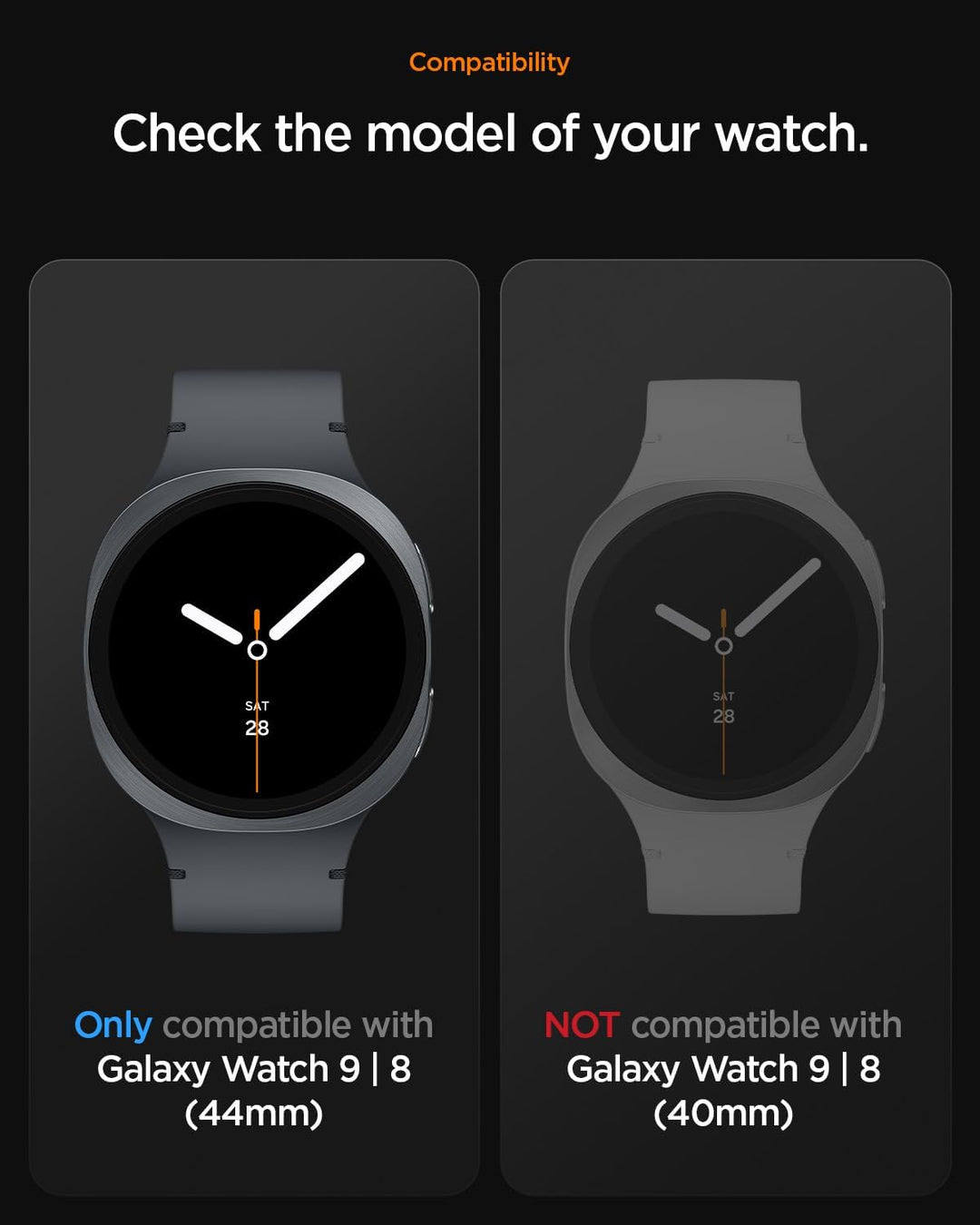 Spigen Rugged Armor Pro Hülle mit Band für Samsung Galaxy Watch 9/8 44mm | TPU-Unibody-Hülle mit Arm