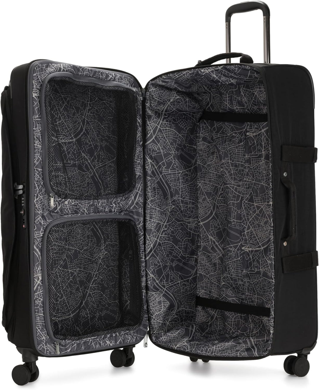 Kipling Spontaneous LRollen-Koffer 360° mit Elastische Träger Black Noir, Black Noir