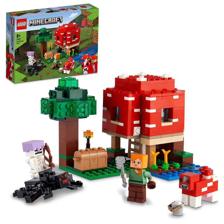 LEGO Minecraft Das Pilzhaus, Spielzeug ab 8 Jahren, Geschenk für Kinder mit Figuren von Alex, Mooshr
