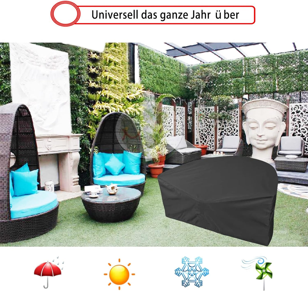 Sonneninsel Abdeckung Halbrund, 600D Schutzhülle Halb für Sonneninsel Wasserdicht, Abdeckplane Liege