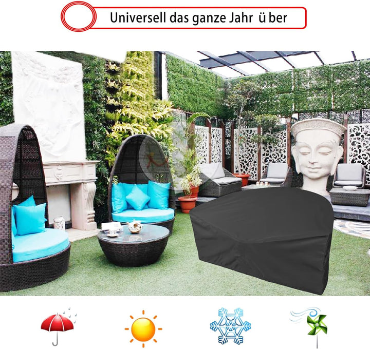 Sonneninsel Abdeckung Halbrund, 600D Schutzhülle Halb für Sonneninsel Wasserdicht, Abdeckplane Liege