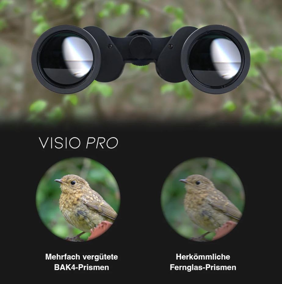 VISIO PRO Fernglas für Erwachsene 10x50 | BAK4 HD Prisma | Ferngläser mit individuell einstellbare D